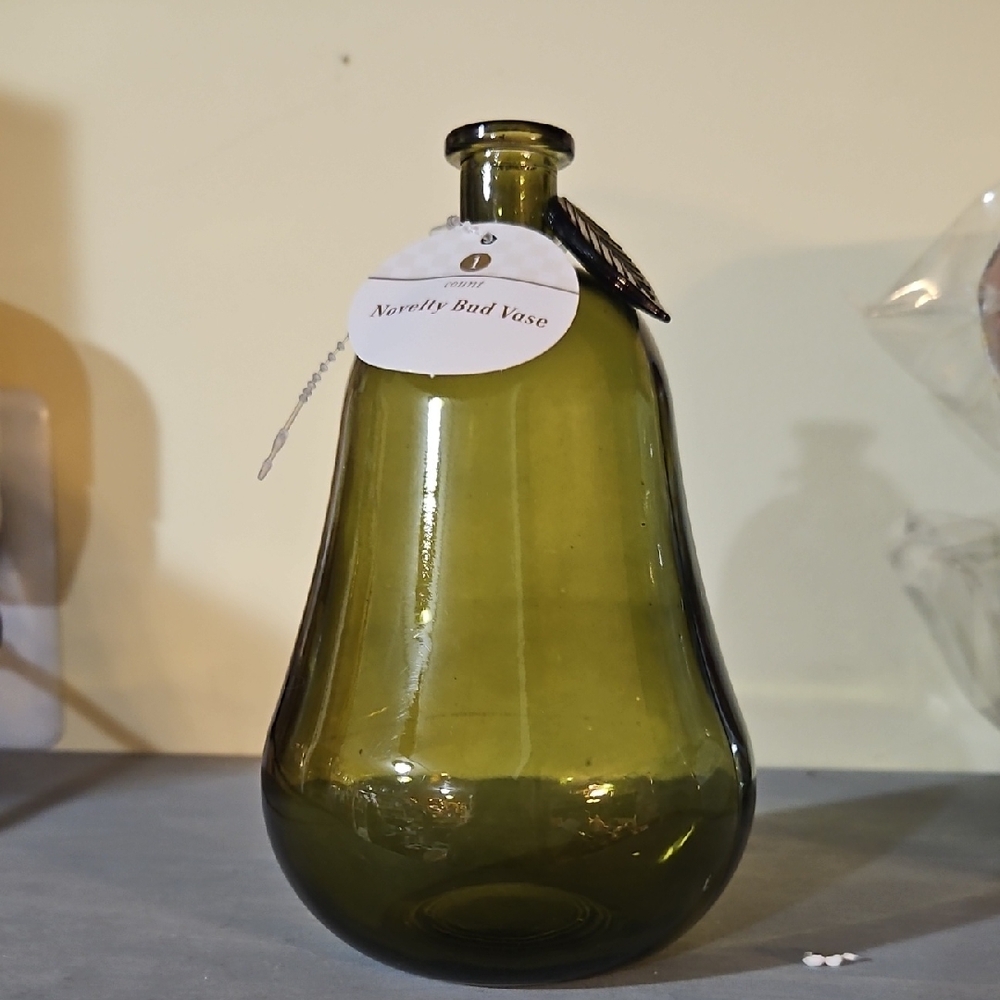 Green Glass Bud Vase X8
